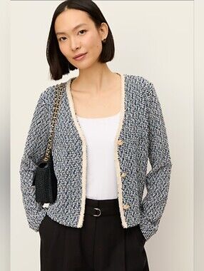 New Ann Taylor Cropped Tweed Knit Jacket